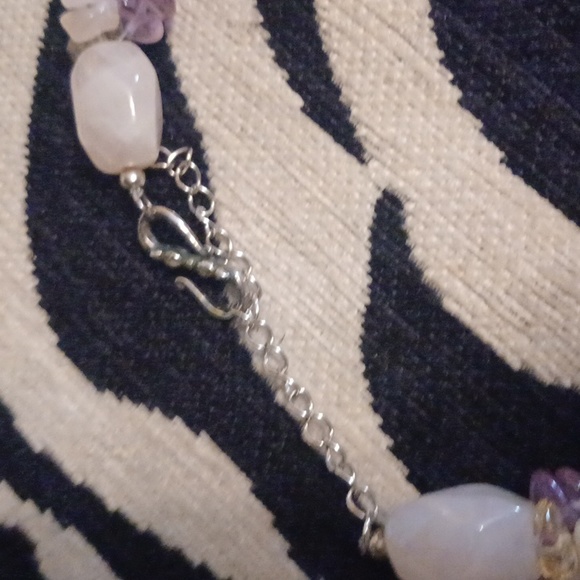 NECKLACE, AMETHYST  GENUINE COLD STONES,  NWOT 28.5mm - Picture 4 of 6